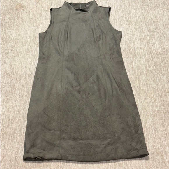 Large J.McLaughlin sheath Delmar faux suede fitted dress olive green women's - Picture 1 of 6
